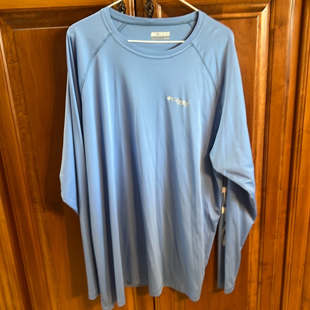 Columbia, long sleeve, dri-fit fishing shirt.